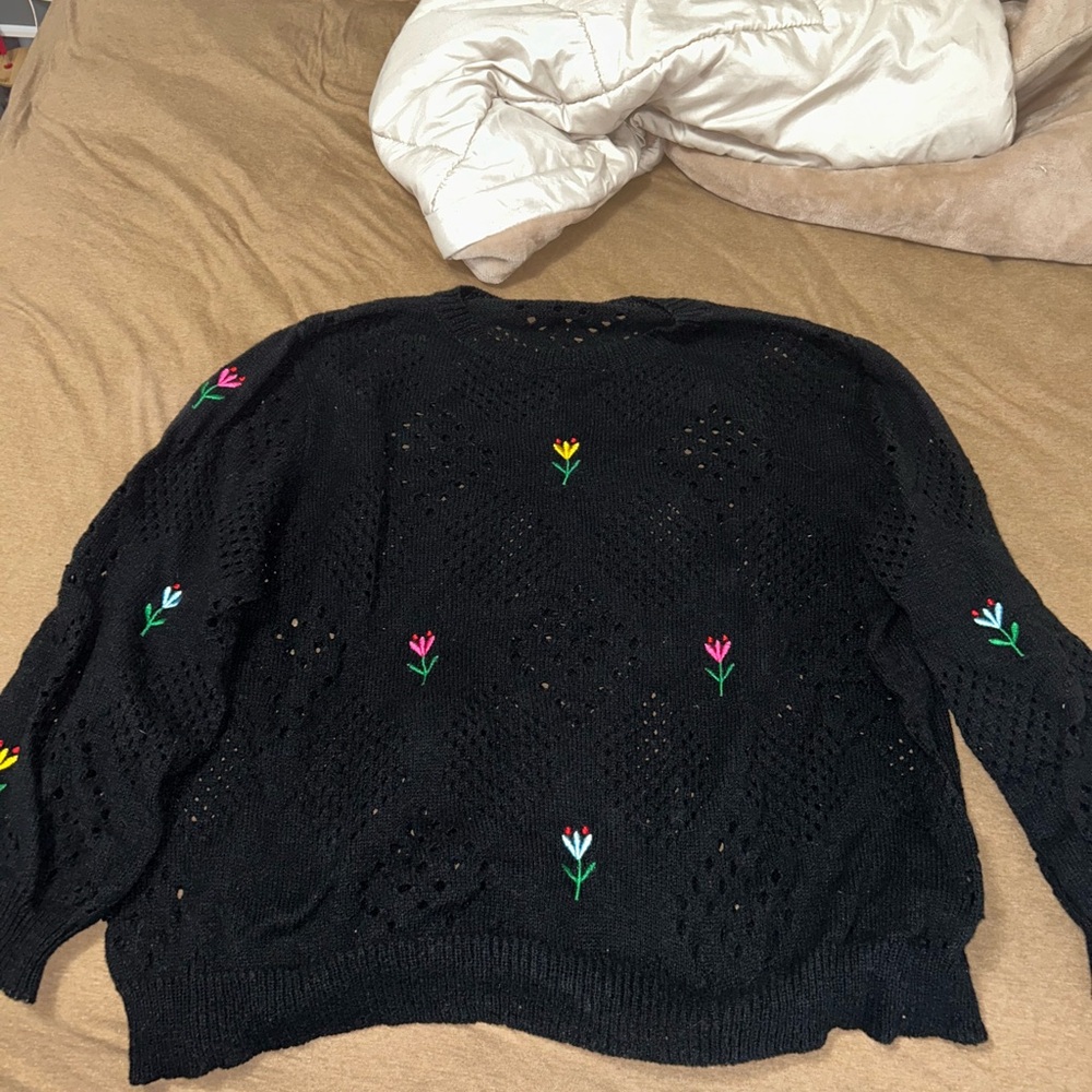 Embroidered Black Sweater